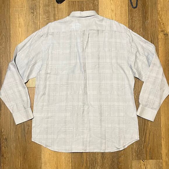 Tommy Bahama Linen Textured Long Sleeve Button Up Plaid Check Shirt Men XL Gray - Picture 3 of 7
